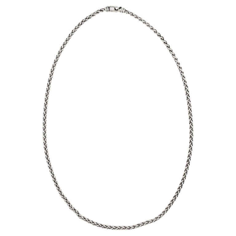David Yurman Sterling Silver 4MM Wheat Chain Necklace  For Sale