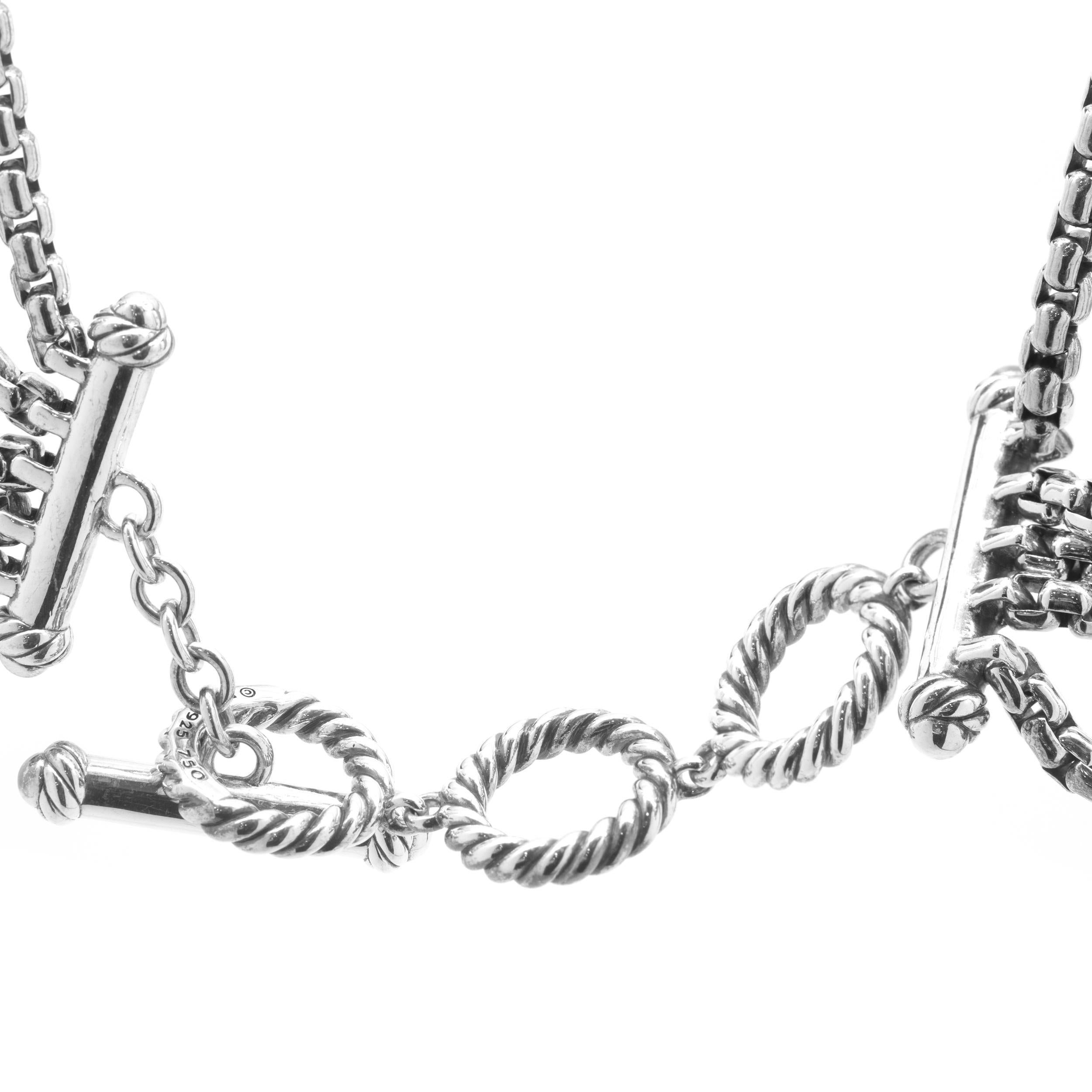 Designer: David Yurman
Material: sterling silver
Dimensions: necklace measures 18-inches long
Weight: 150.29 grams
