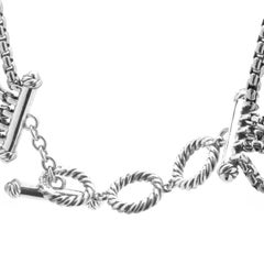 David Yurman Sterling Silver 5 Strand Multi Gemstone Station Necklace