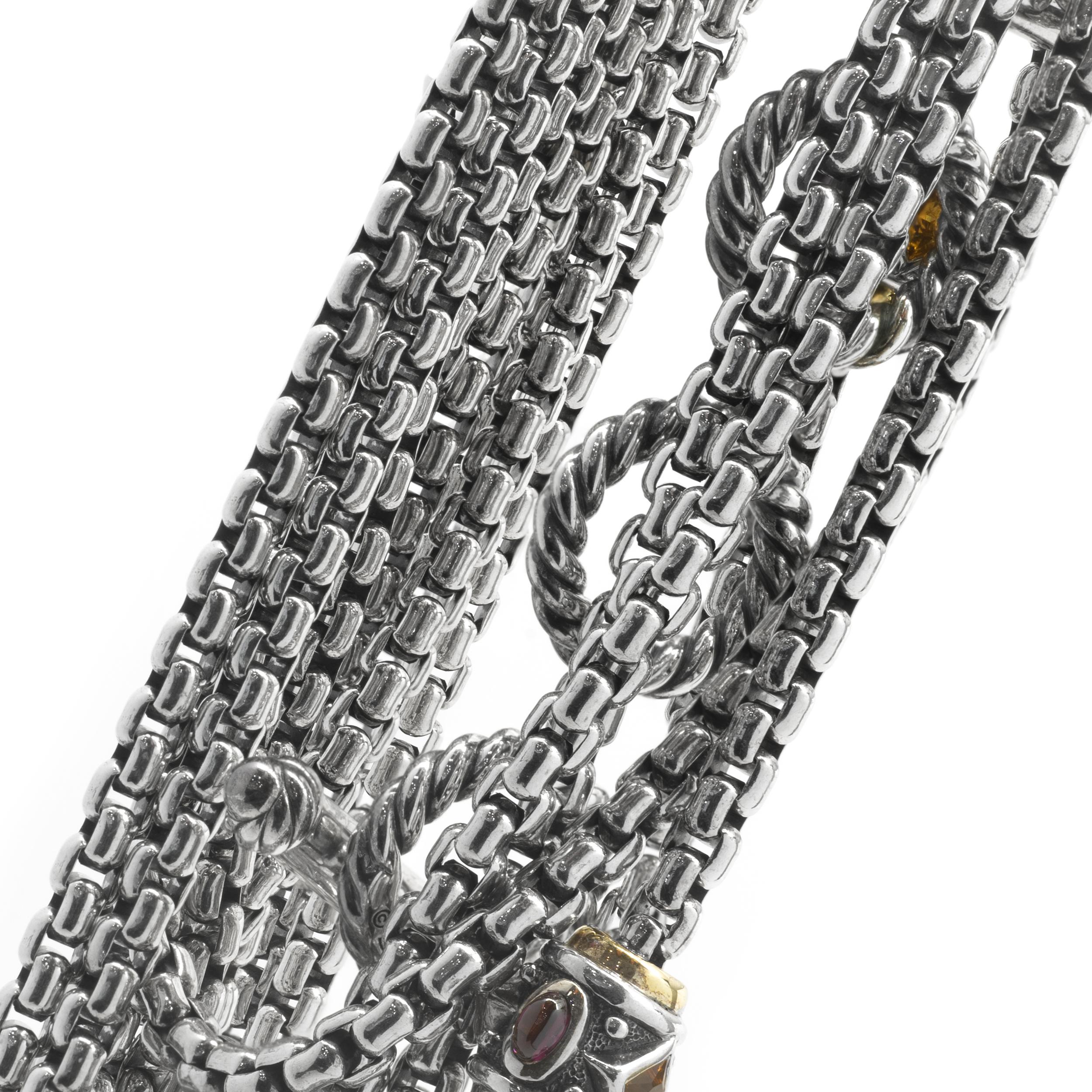 David Yurman Collier satellite en argent sterling à 5 brins avec multi-gemmes Excellent état - En vente à Scottsdale, AZ