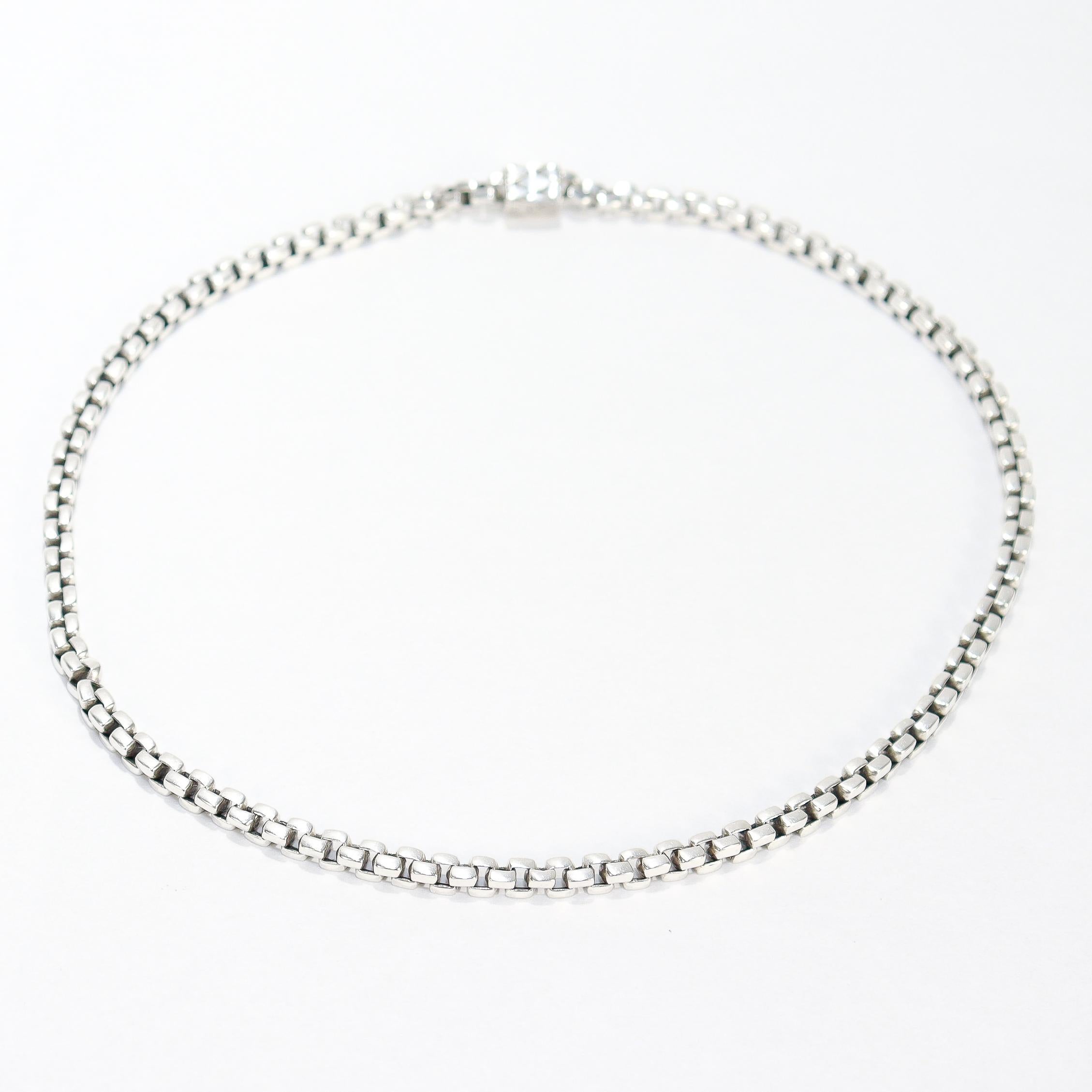 David Yurman Sterling Silver 5.2mm Box Chain Necklace For Sale 5