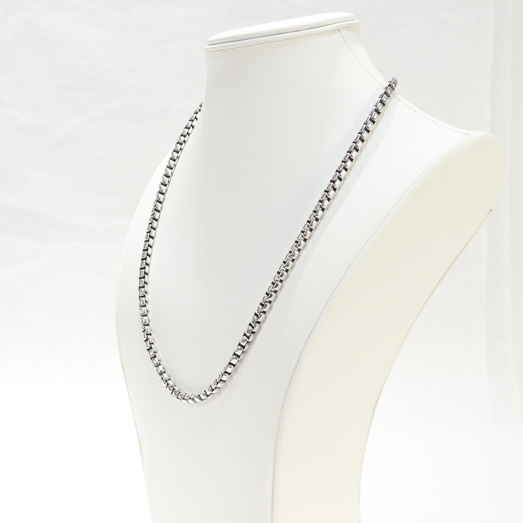 David Yurman Sterling Silver 5.2mm Box Chain Necklace For Sale 8