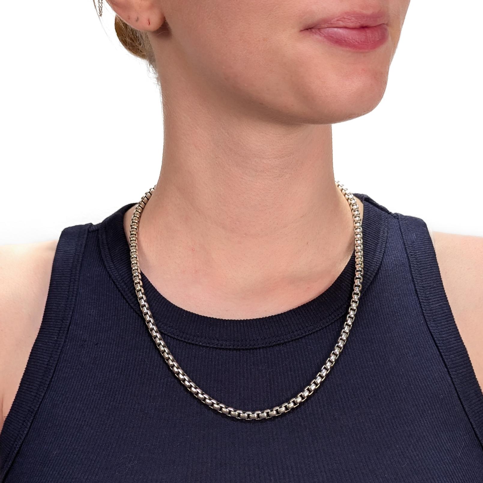 Modern David Yurman Sterling Silver 5.2mm Box Chain Necklace For Sale