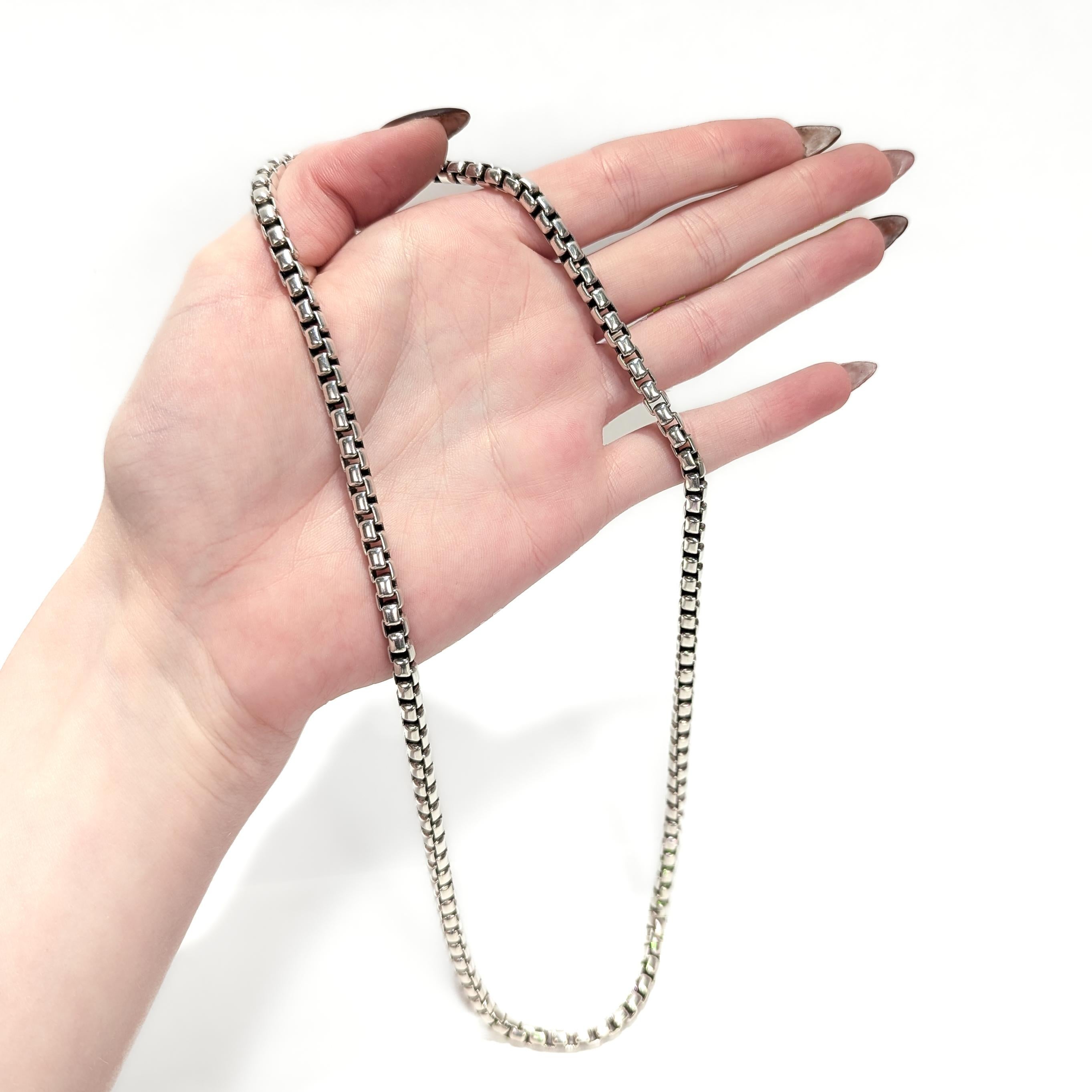David Yurman Sterling Silver 5.2mm Box Chain Necklace In Good Condition For Sale In Philadelphia, PA