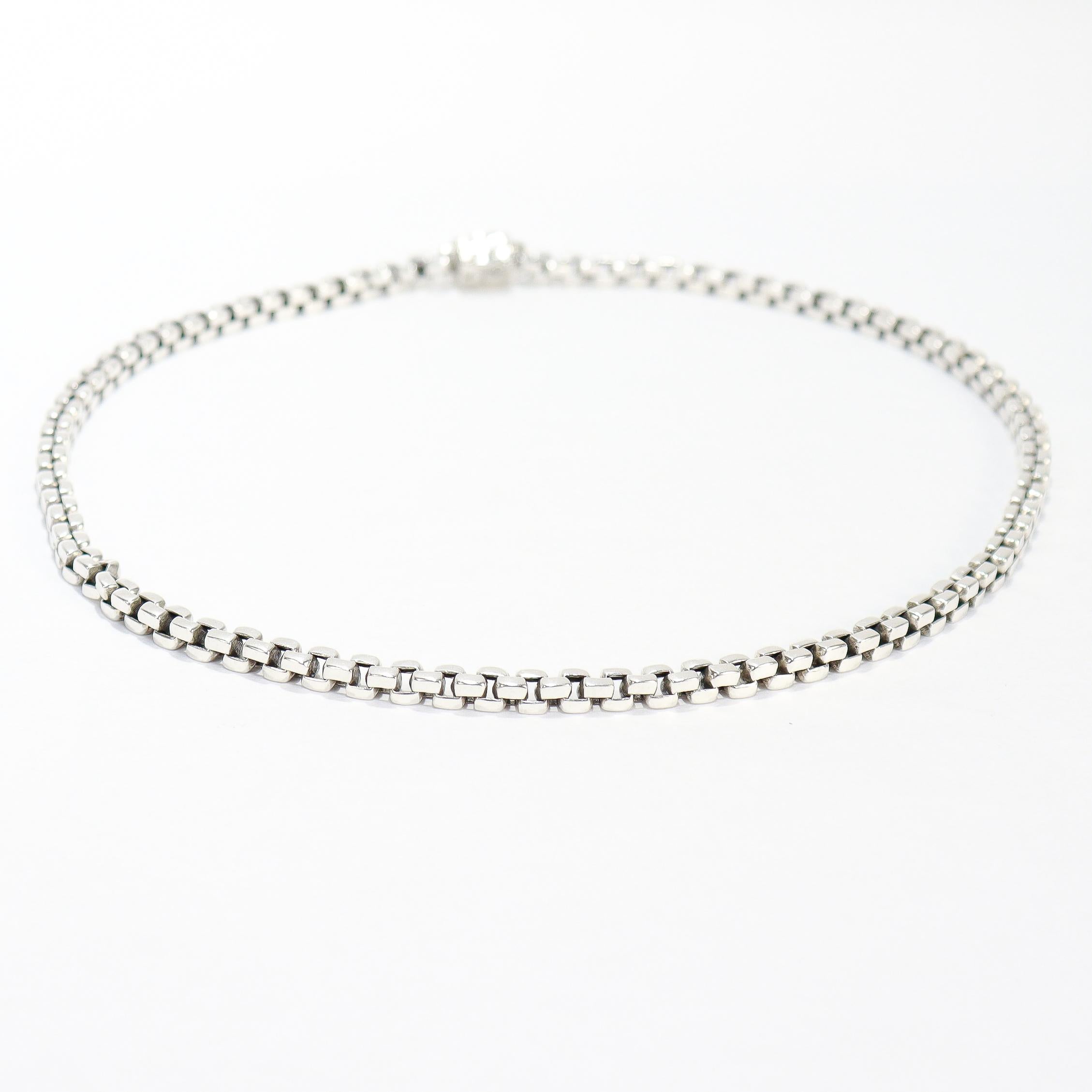 Women's or Men's David Yurman Sterling Silver 5.2mm Box Chain Necklace For Sale