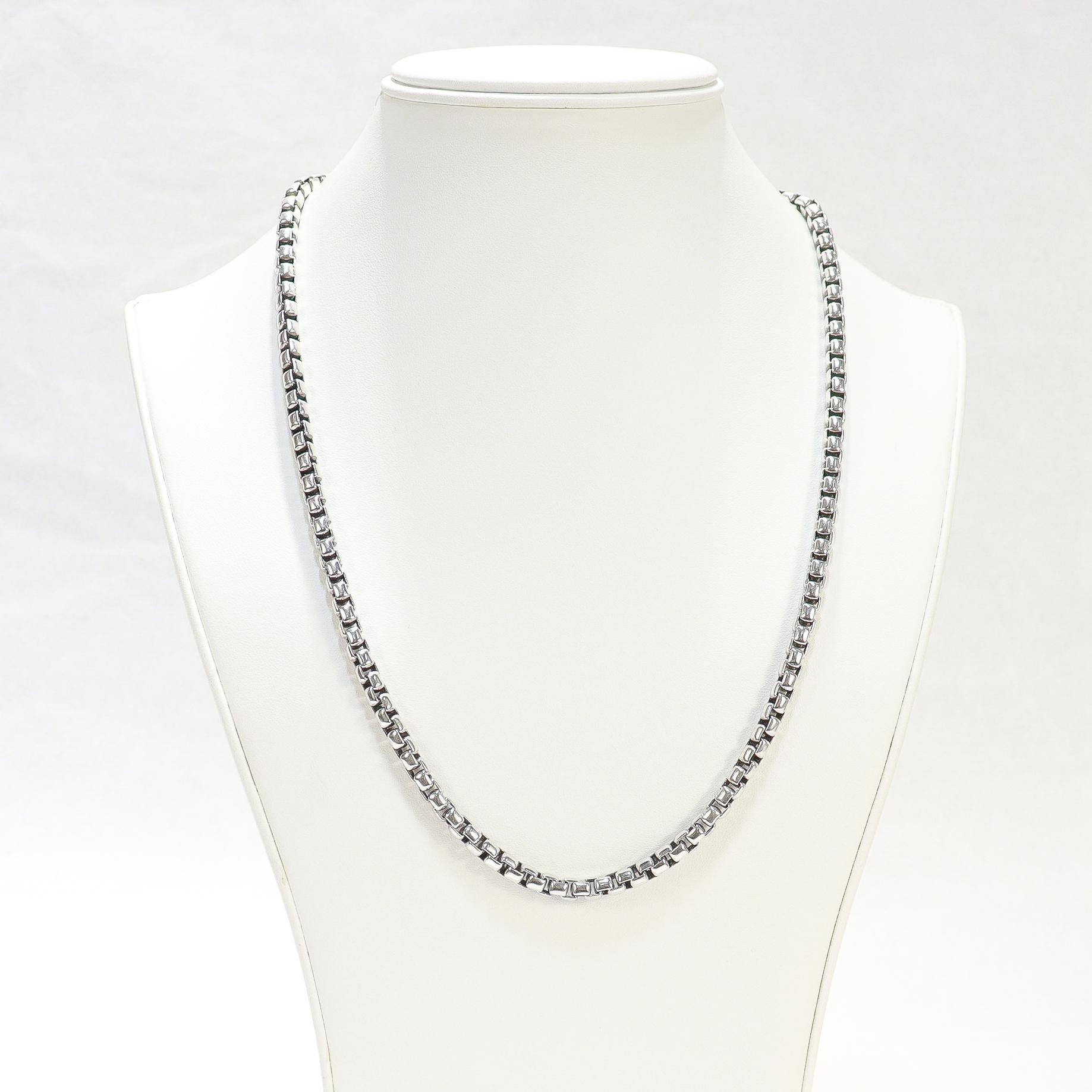 David Yurman Sterling Silver 5.2mm Box Chain Necklace For Sale 3