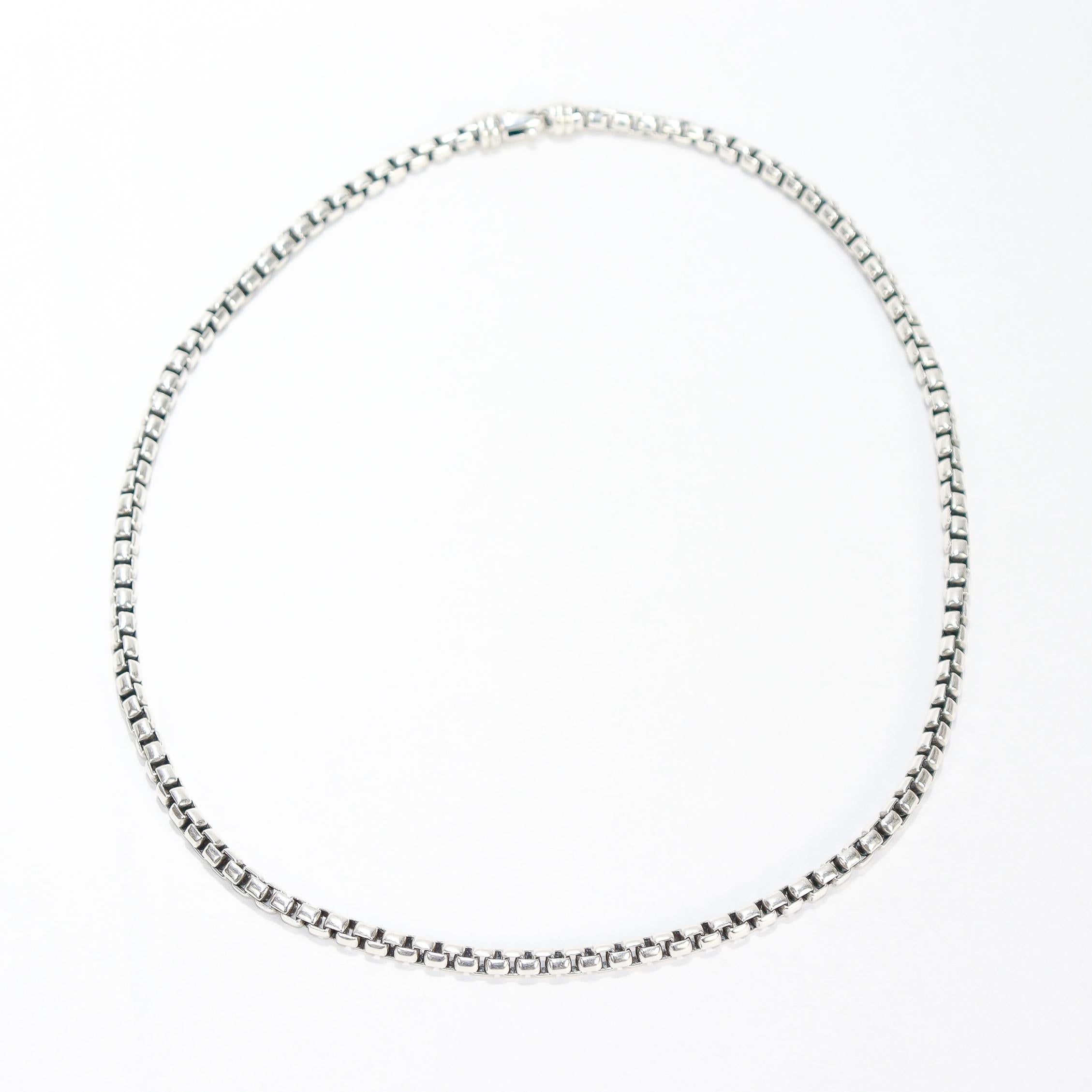 David Yurman Sterling Silver 5.2mm Box Chain Necklace For Sale 4
