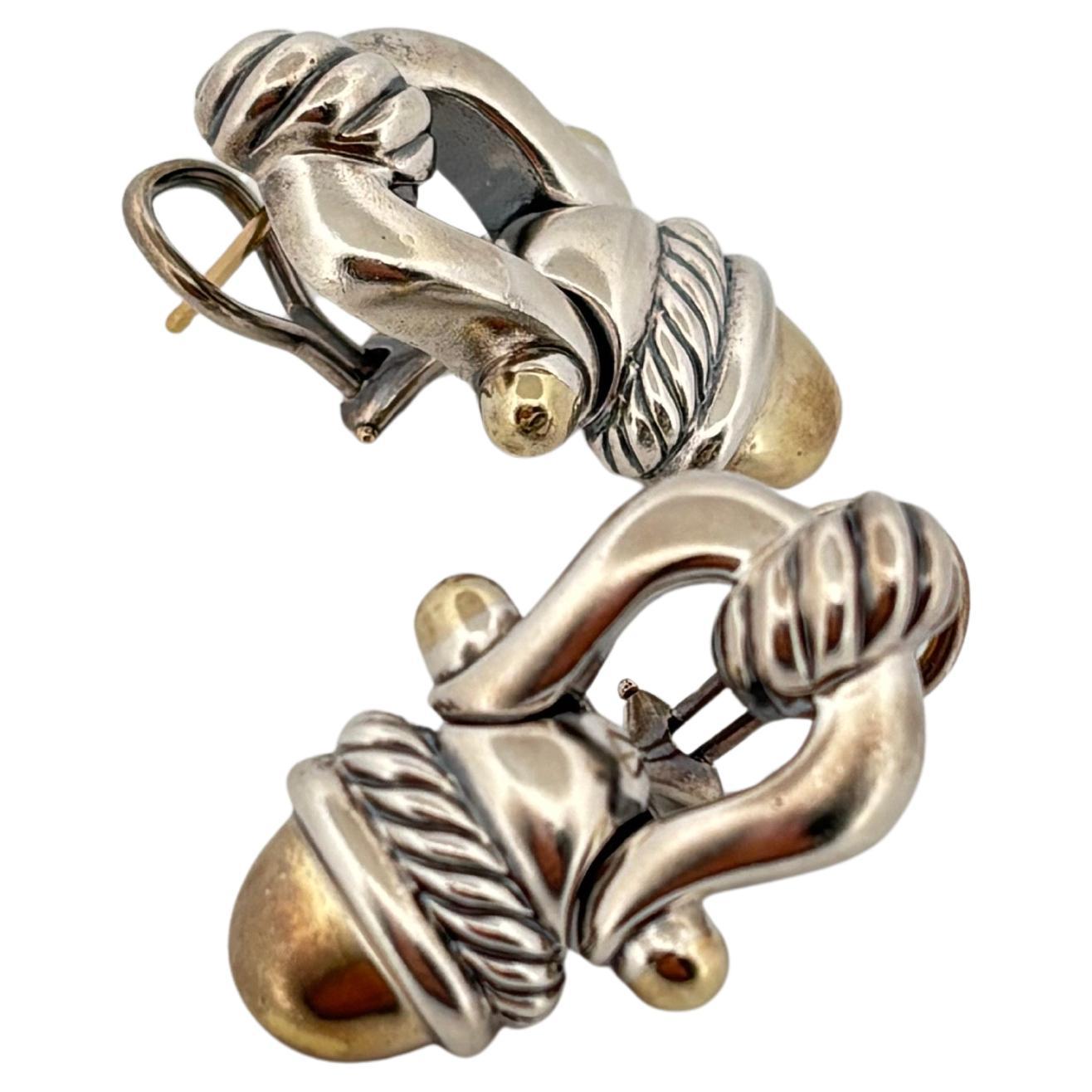 David Yurman boucles d'oreilles en argent 925 et or jaune 14K Bon état - En vente à Sewickley, PA
