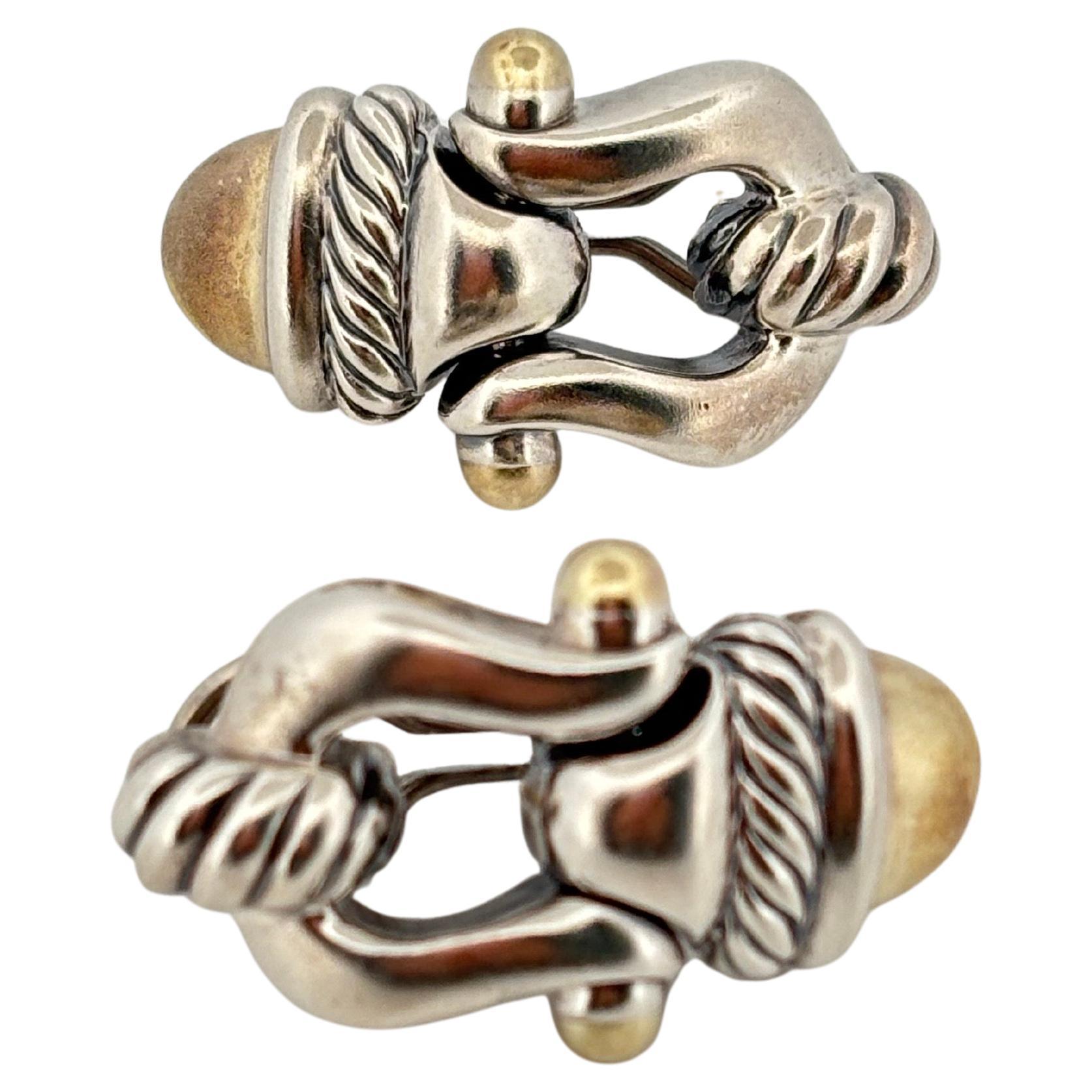 David Yurman boucles d'oreilles en argent 925 et or jaune 14K en vente 1
