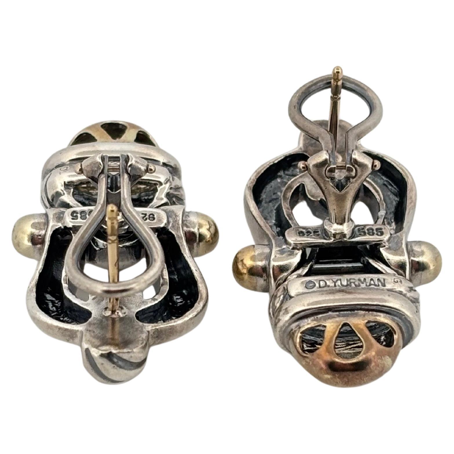 David Yurman boucles d'oreilles en argent 925 et or jaune 14K en vente 2