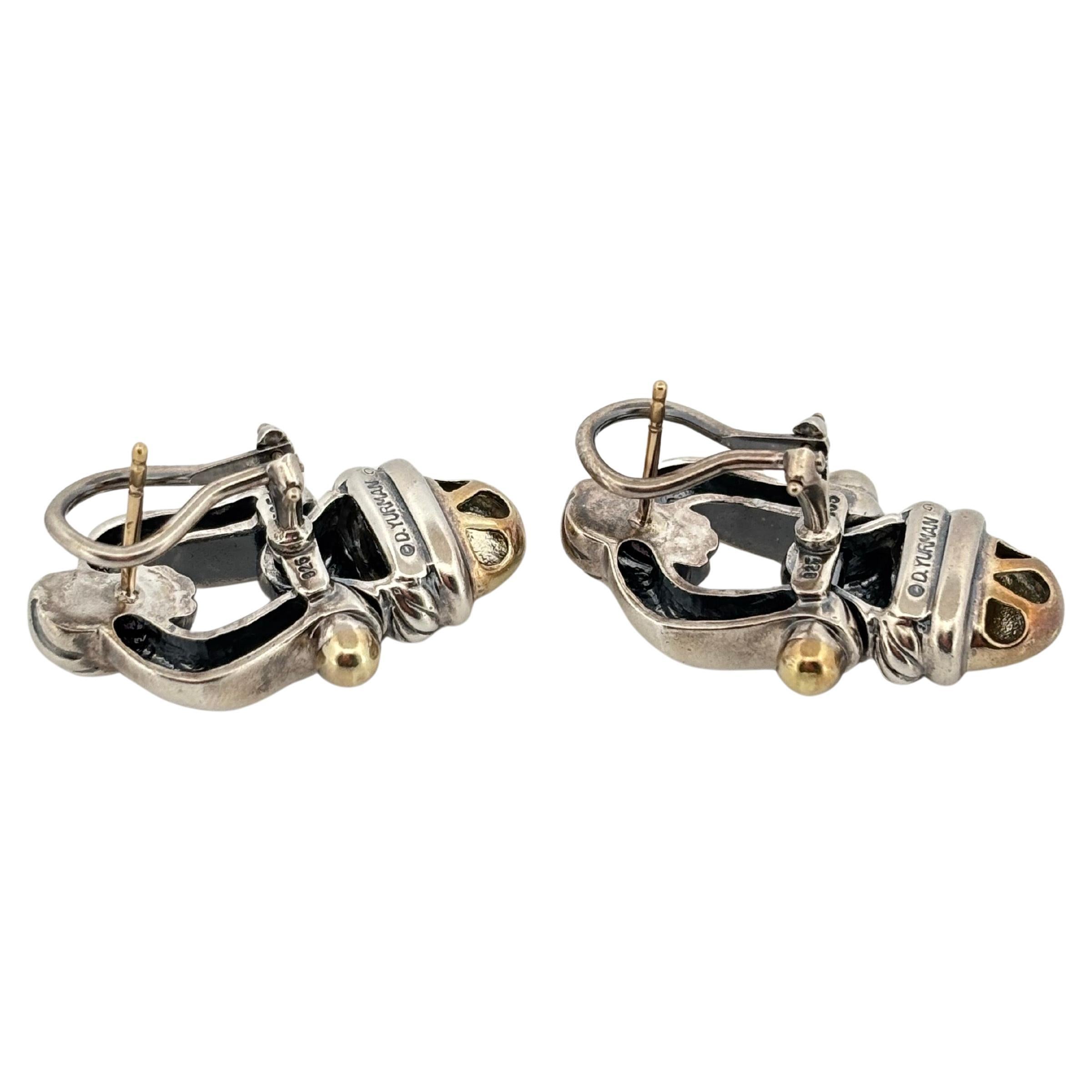David Yurman boucles d'oreilles en argent 925 et or jaune 14K en vente 4
