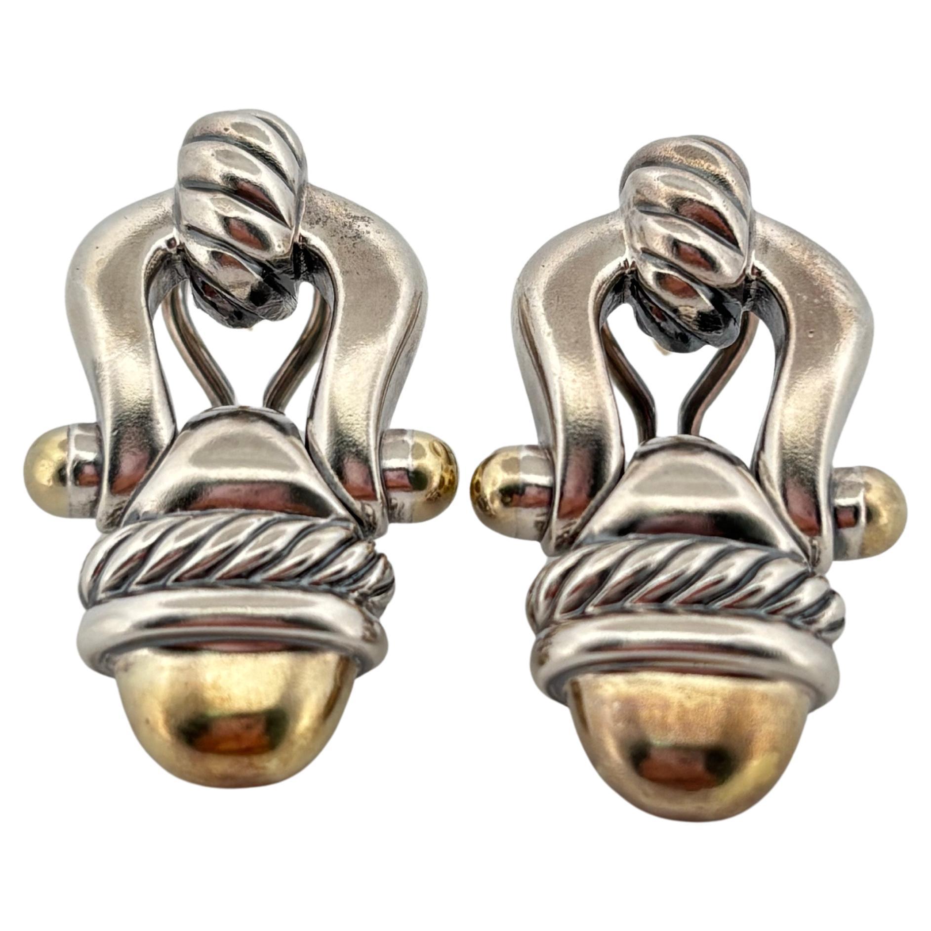 David Yurman boucles d'oreilles en argent 925 et or jaune 14K en vente