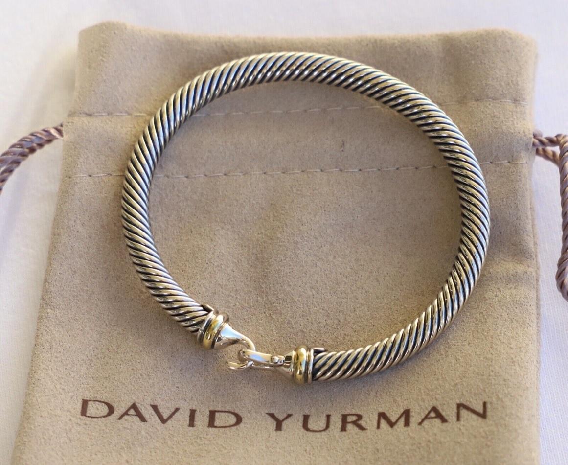 David  Yurman  Sterling Silber 925 5 mm Kabelschnalle 18k Gold Manschettenarmband  im Zustand „Neu“ im Angebot in New York, NY
