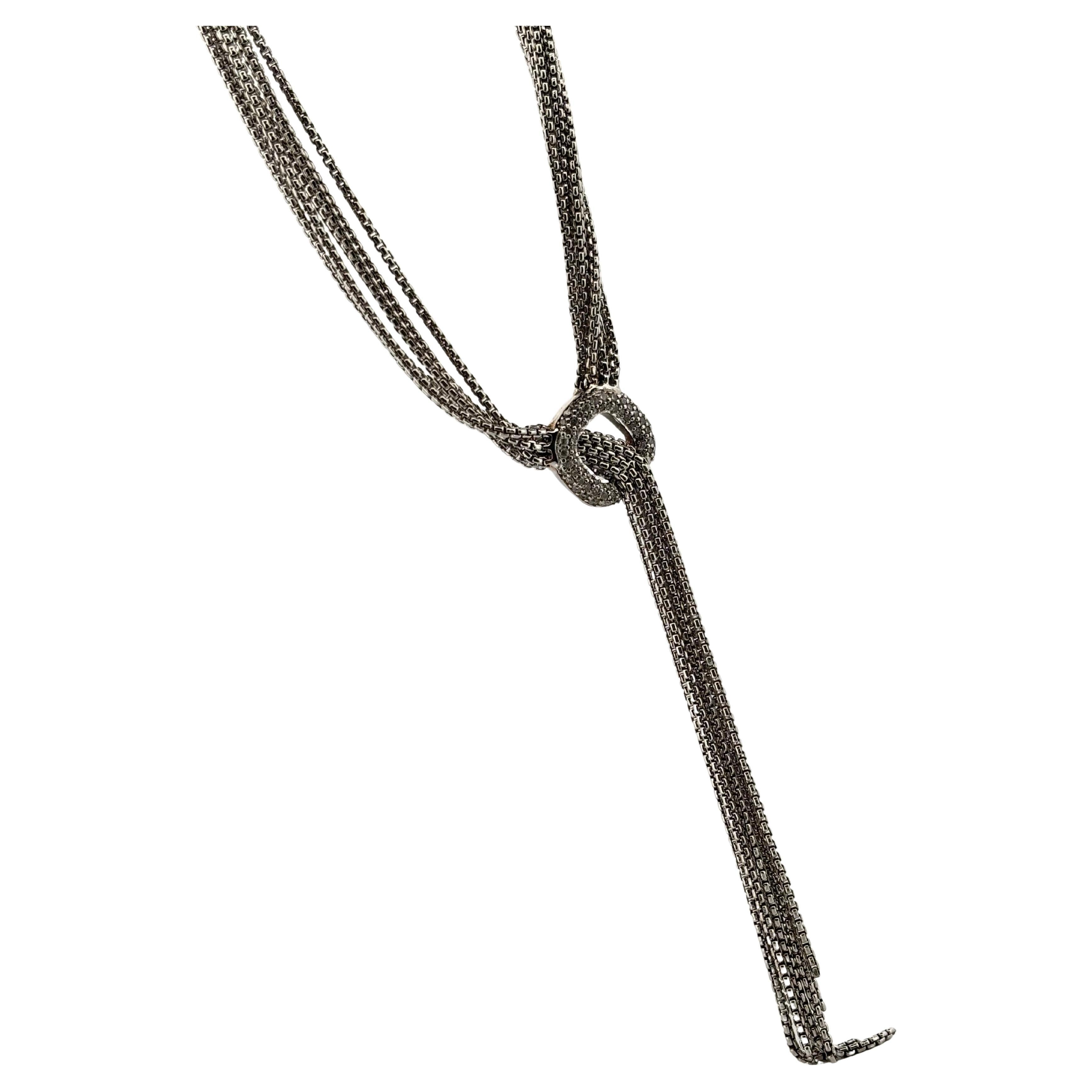 David Yurman Sterling Silver 925 Five Strand Waterfall Diamond Lariat Necklace For Sale 6