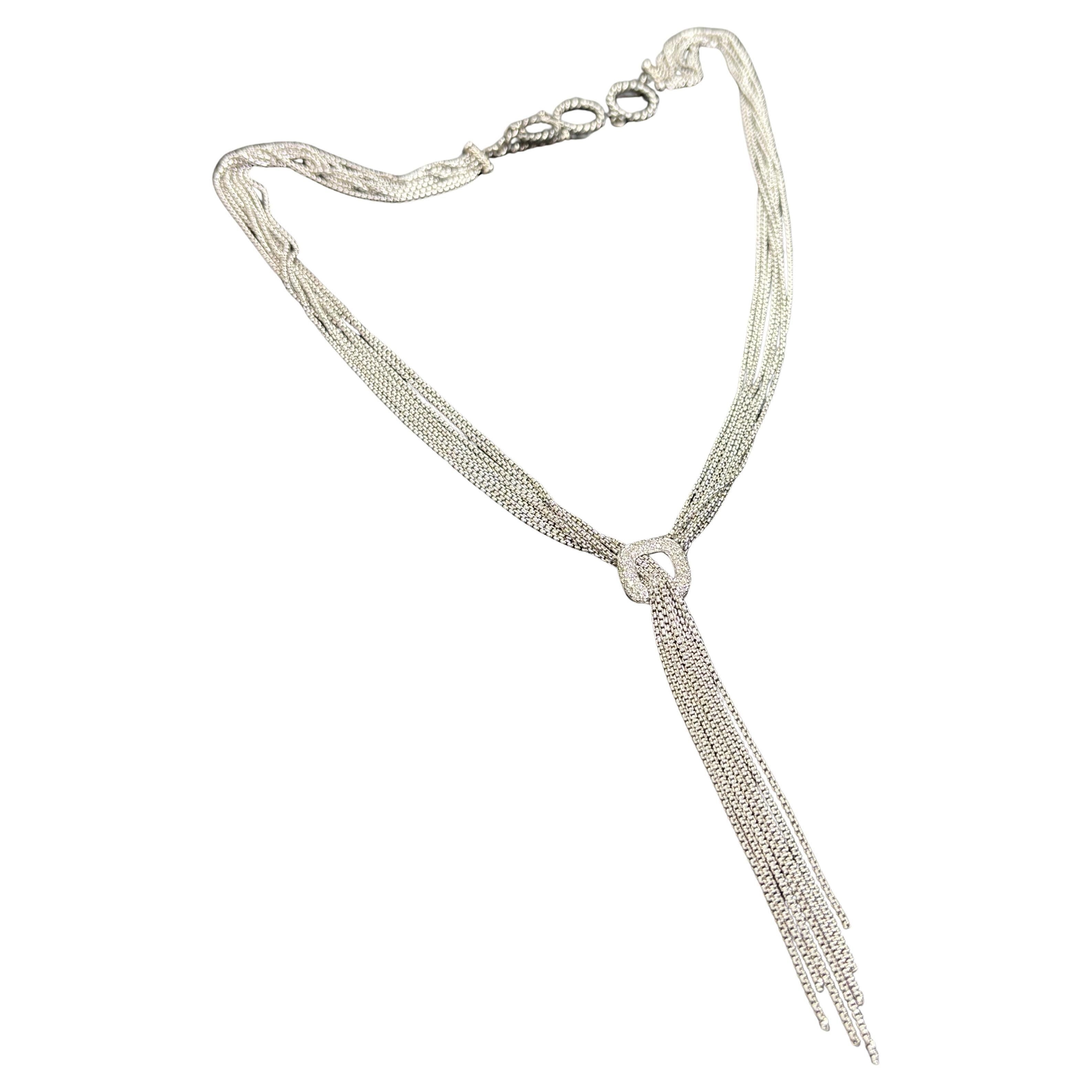 
⸻

This David Yurman sterling silver waterfall lariat necklace is an exquisite example of the brand’s iconic design language, blending bold presence with refined elegance. Crafted in sterling silver 925 and weighing 30.5 grams, the piece features