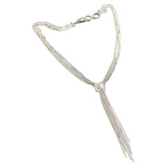 David Yurman Sterling Silver 925 Five Strand Waterfall Diamond Lariat Necklace