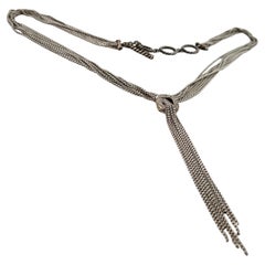 David Yurman Sterling Silver 925 Five Strand Waterfall Diamond Lariat Necklace
