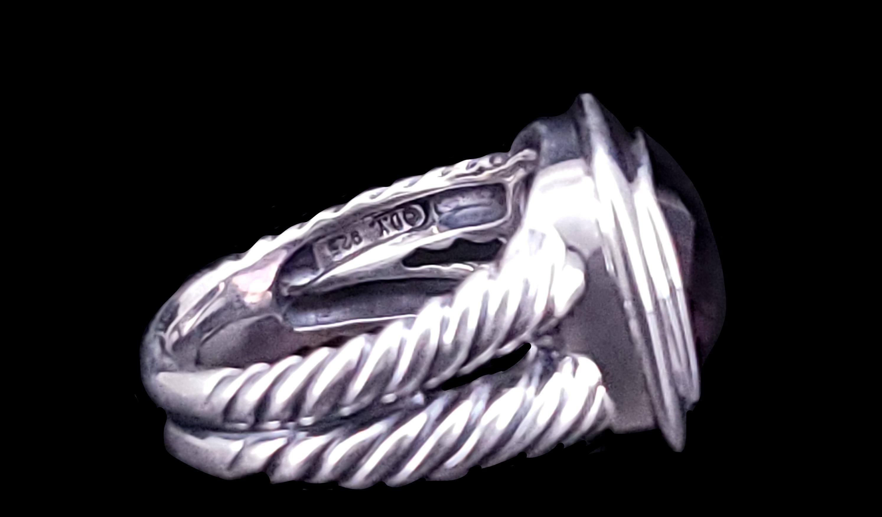 David Yurman Sterling Silver  Albion Amethyst Ring size 8 In Excellent Condition For Sale In New York, NY