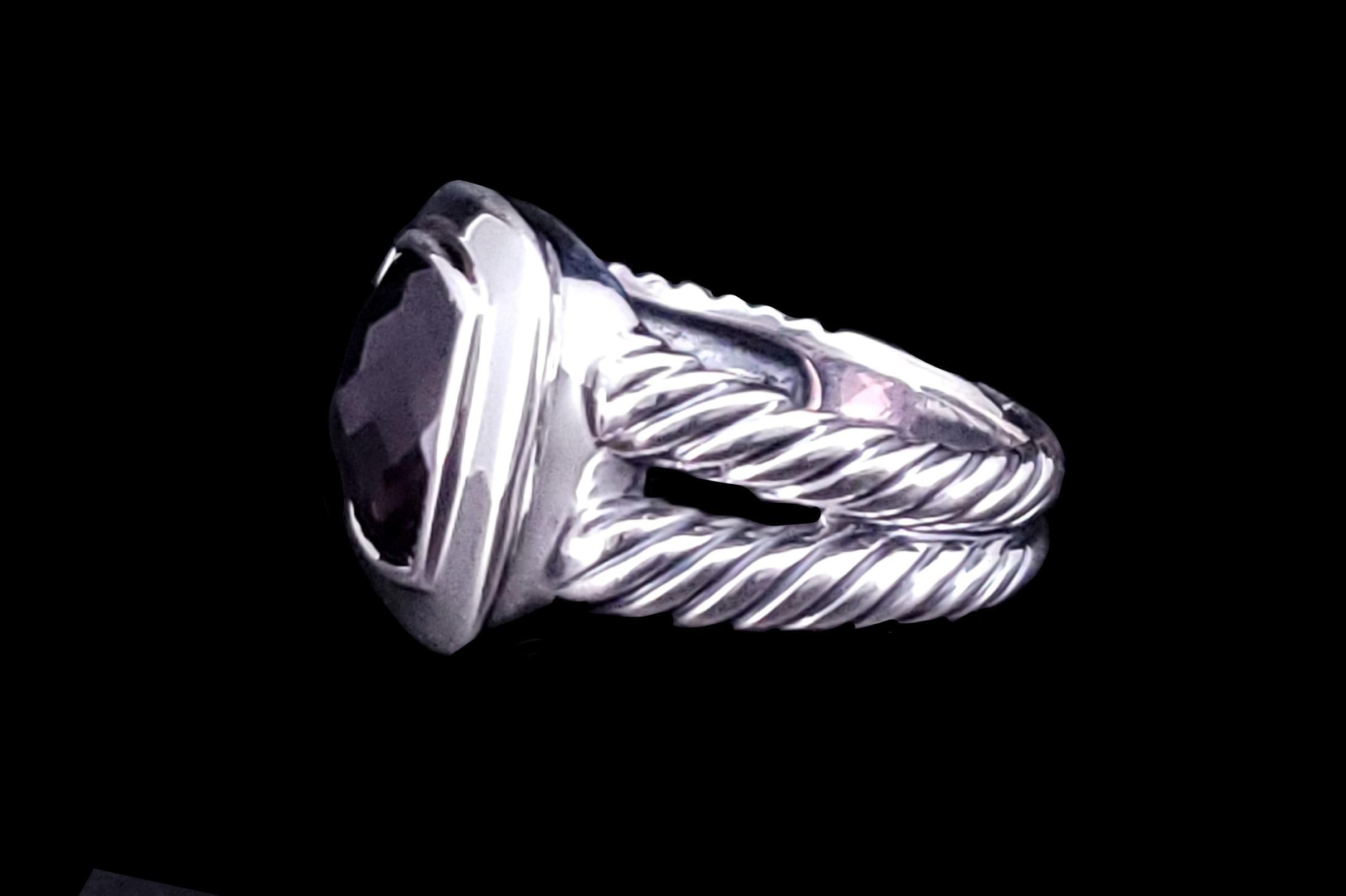 Women's David Yurman Sterling Silver  Albion Amethyst Ring size 8 For Sale