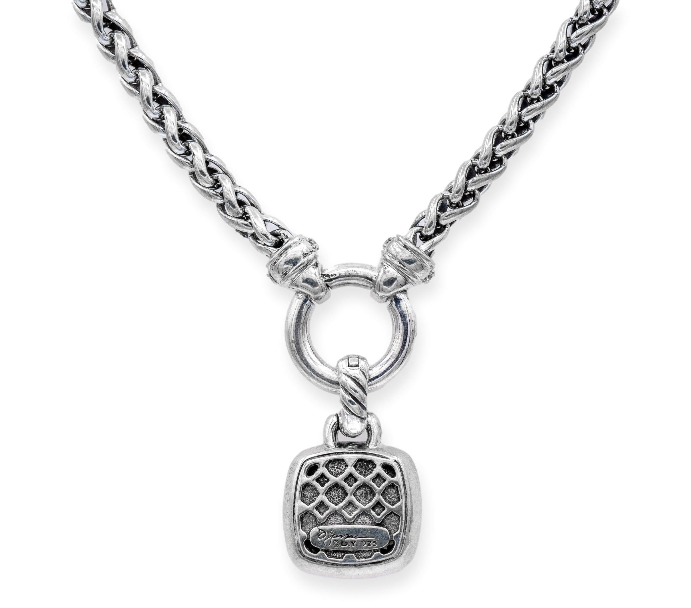 Contemporary David Yurman Sterling Silver Albion Black Orchid Diamond Necklace