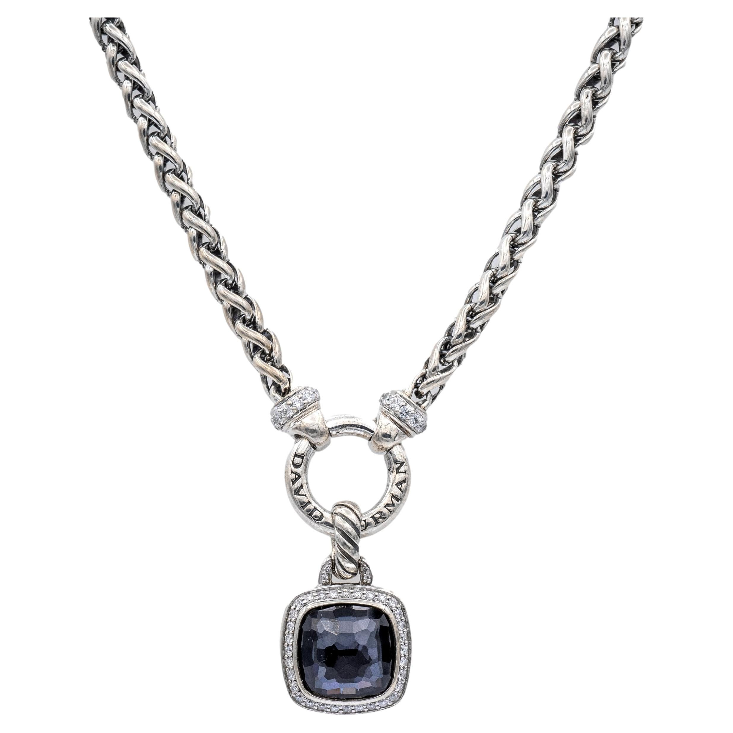 David Yurman Sterling Silver Albion Black Orchid Diamond Necklace
