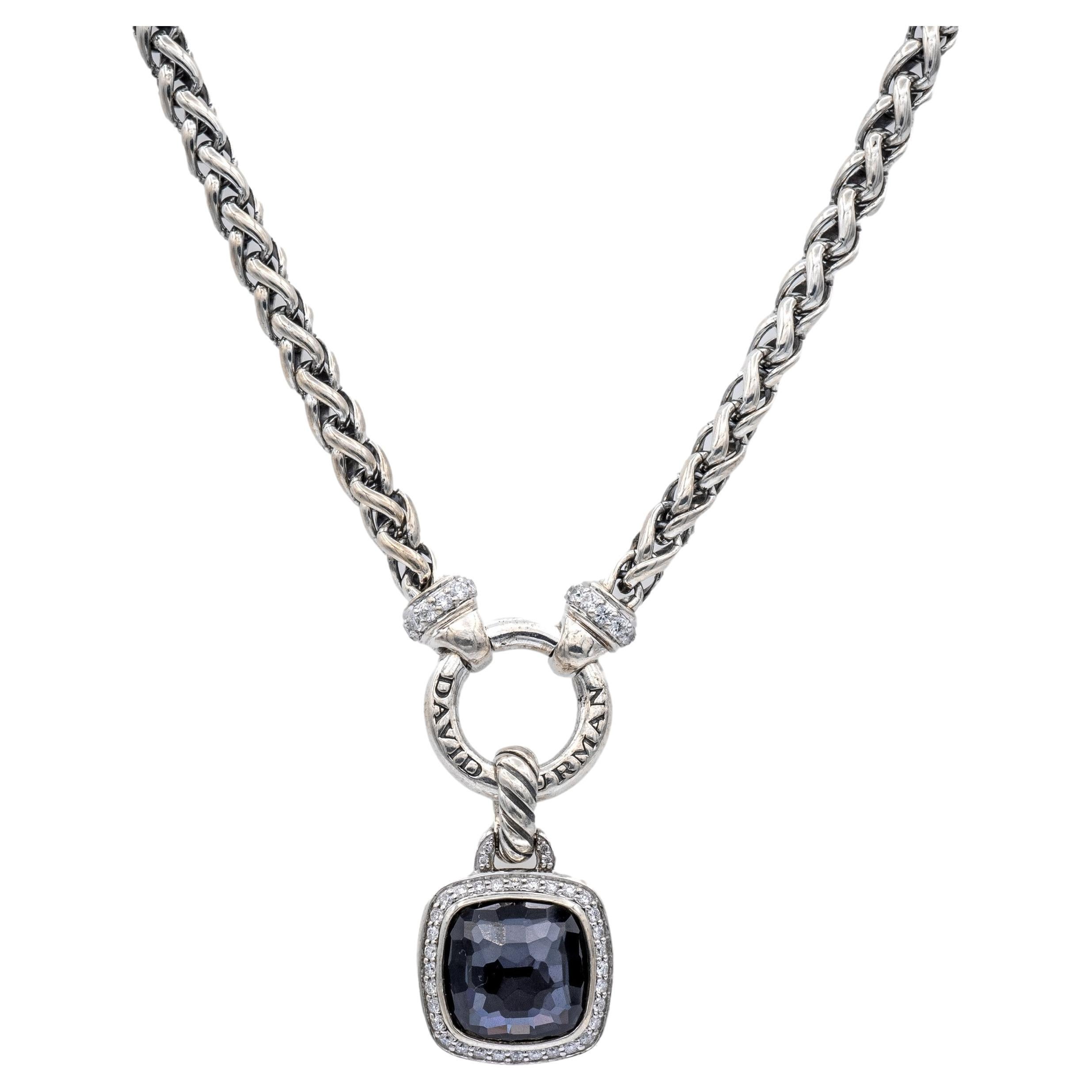 David Yurman Black Labyrinth Onyx and Diamond Sterling Silver Necklace