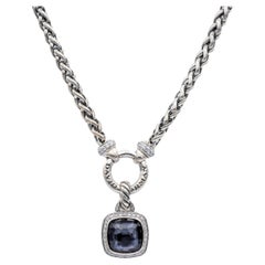 Vintage David Yurman Sterling Silver Albion Black Orchid Diamond Necklace