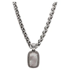 David Yurman Sterling Silver Albion Diamond & Mother of Pearl Enhancer Necklace