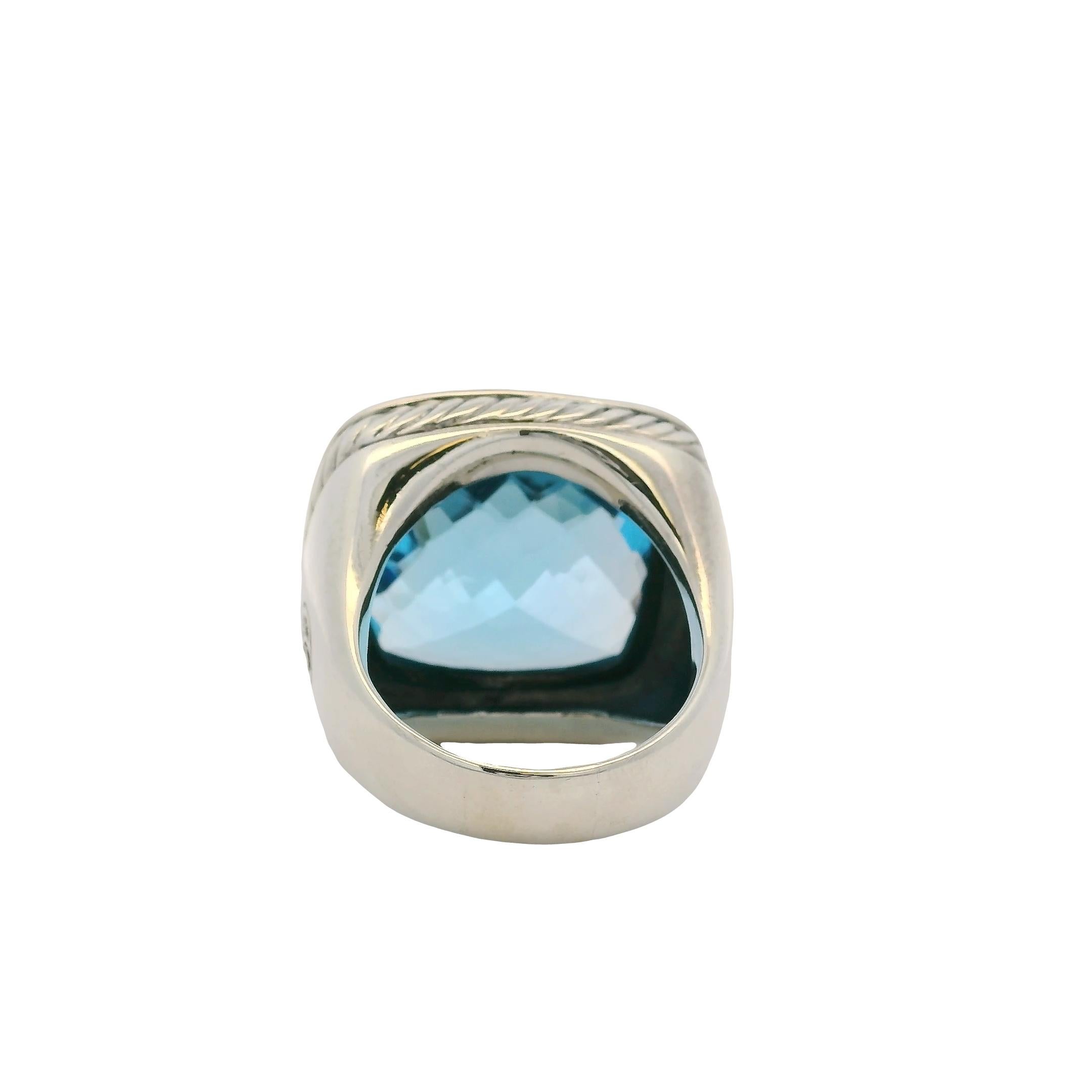 David Yurman Sterling Silver Albion Ring with Blue Topaz and Diamonds im Angebot 5