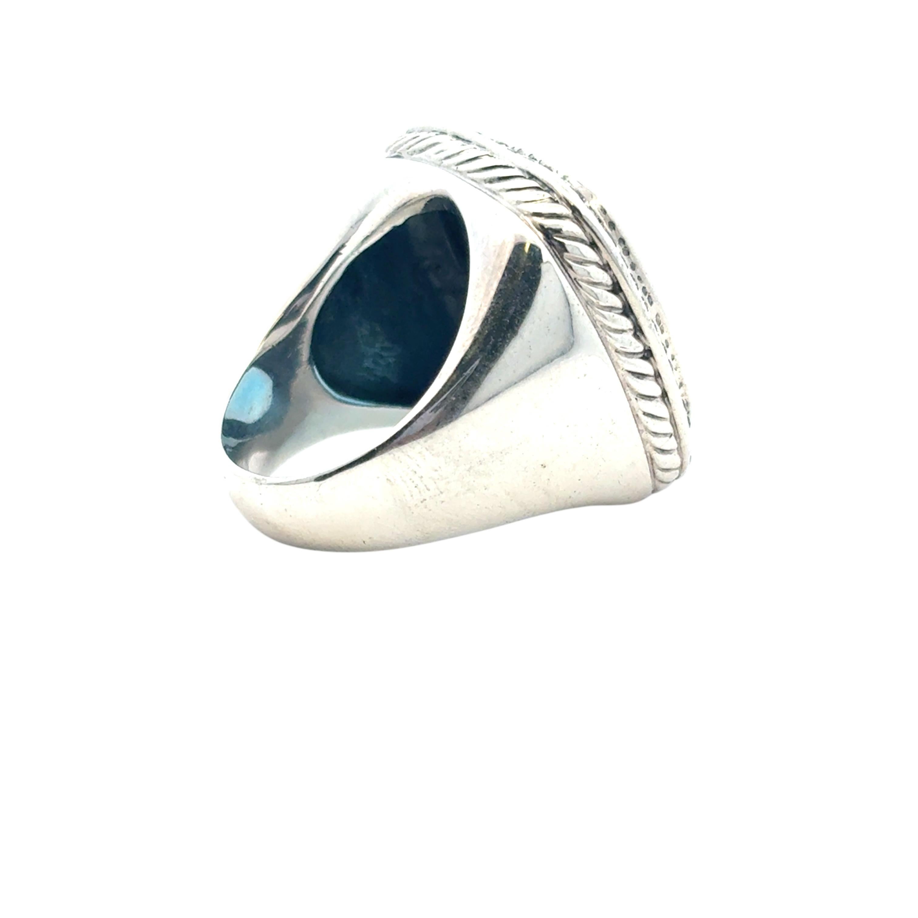 David Yurman Sterling Silver Albion Ring with Blue Topaz and Diamonds For Sale 5