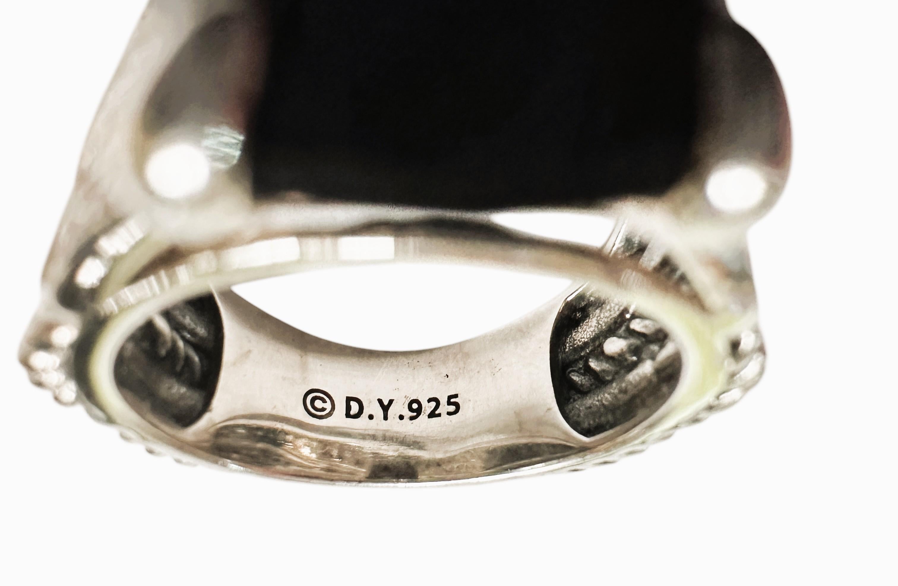 David Yurman Sterling Silver Amethyst and Diamond Cable Ring Size: 6.5 3