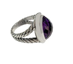 David Yurman Sterling Silver Amethyst Oval Ring Size 7.75