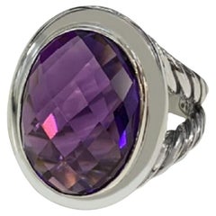Anillo ovalado de amatista de plata de ley David Yurman Tamaño 7,75