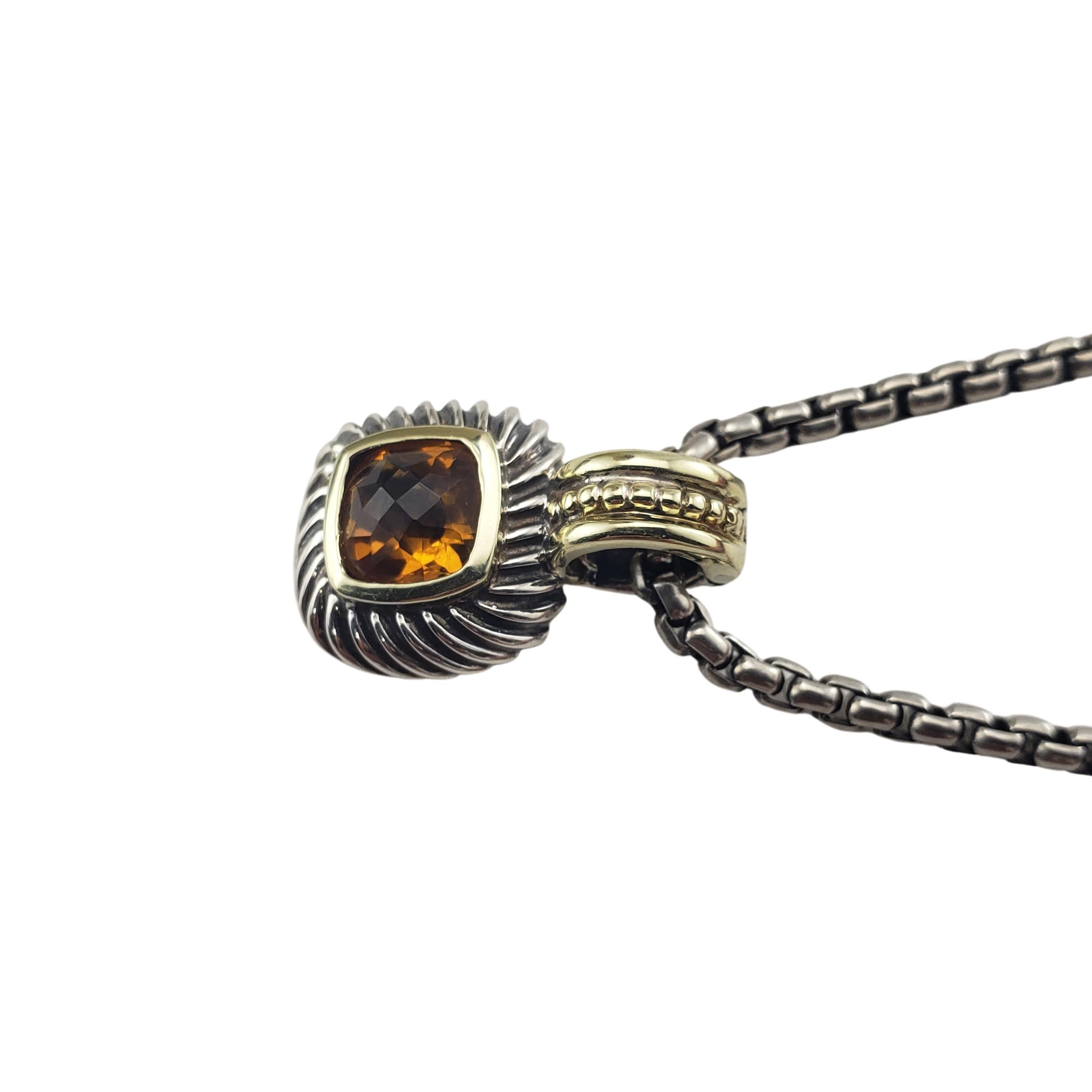 David Yurman Sterling Silver and 14 Karat Yellow Gold Citrine Pendant Necklace In Good Condition For Sale In Washington Depot, CT