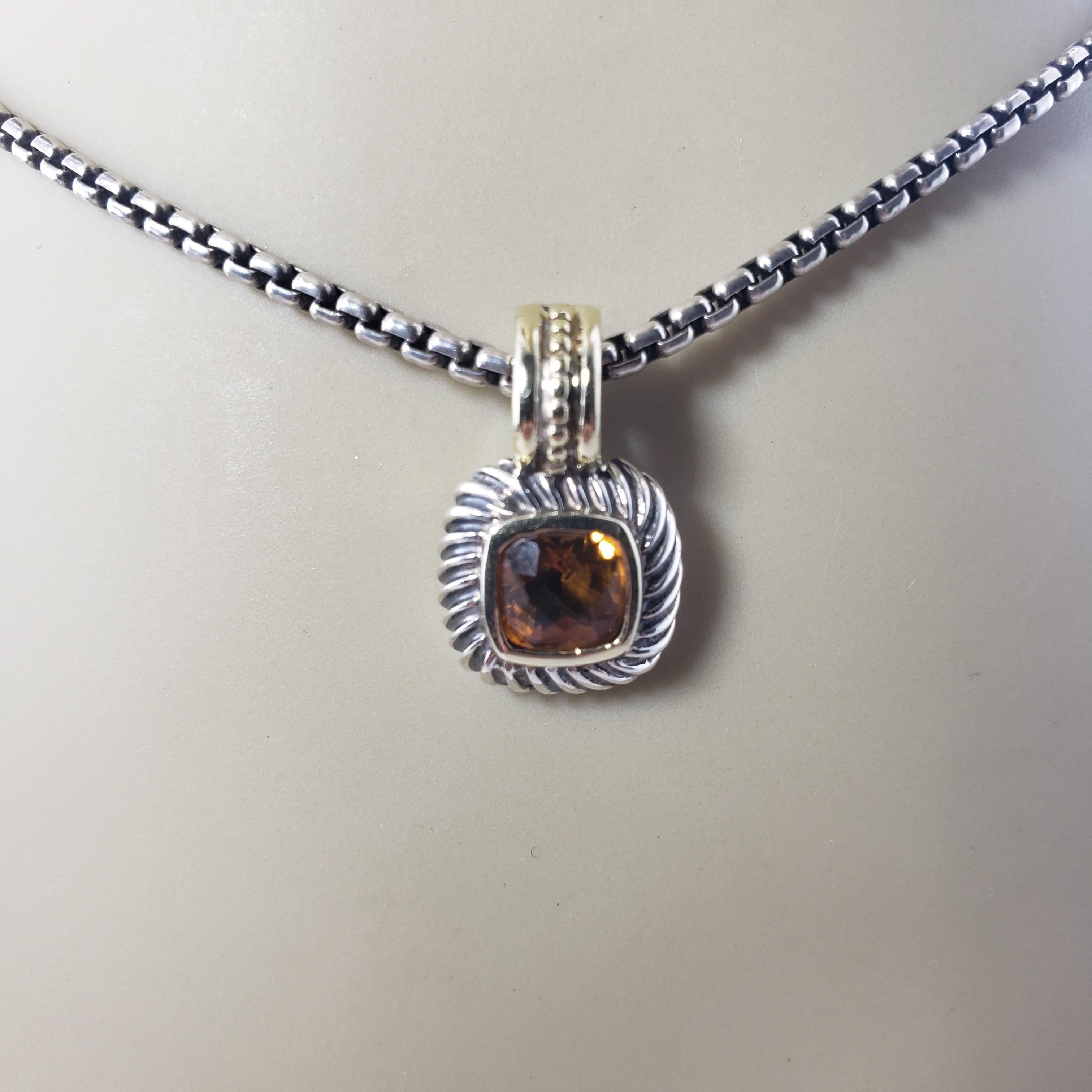 David Yurman Sterling Silver and 14 Karat Yellow Gold Citrine Pendant Necklace For Sale 3