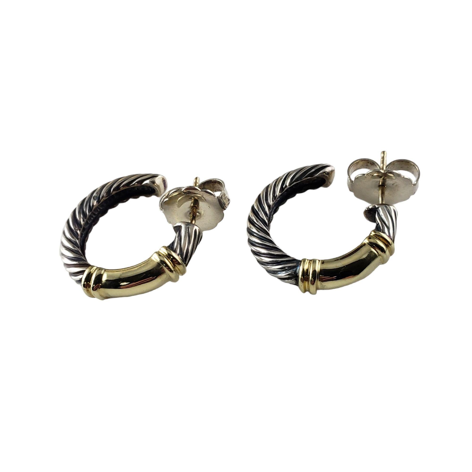 Women's David Yurman Sterling Silver and 14 Karat Yellow Gold Metro Hoop Earrings