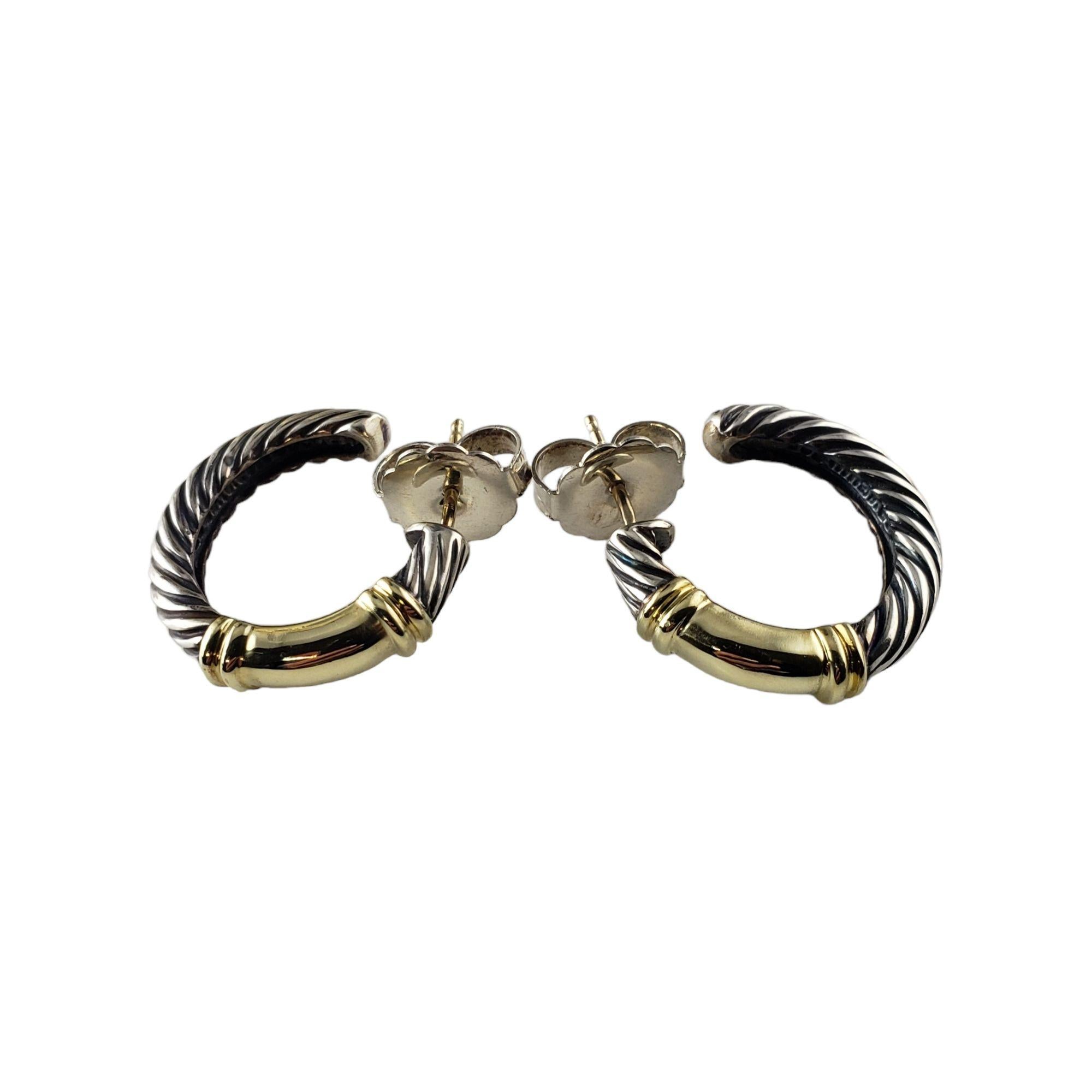 David Yurman Sterling Silver and 14 Karat Yellow Gold Metro Hoop Earrings 1
