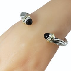 David Yurman, manchette en argent sterling et or jaune 14 carats avec onyx