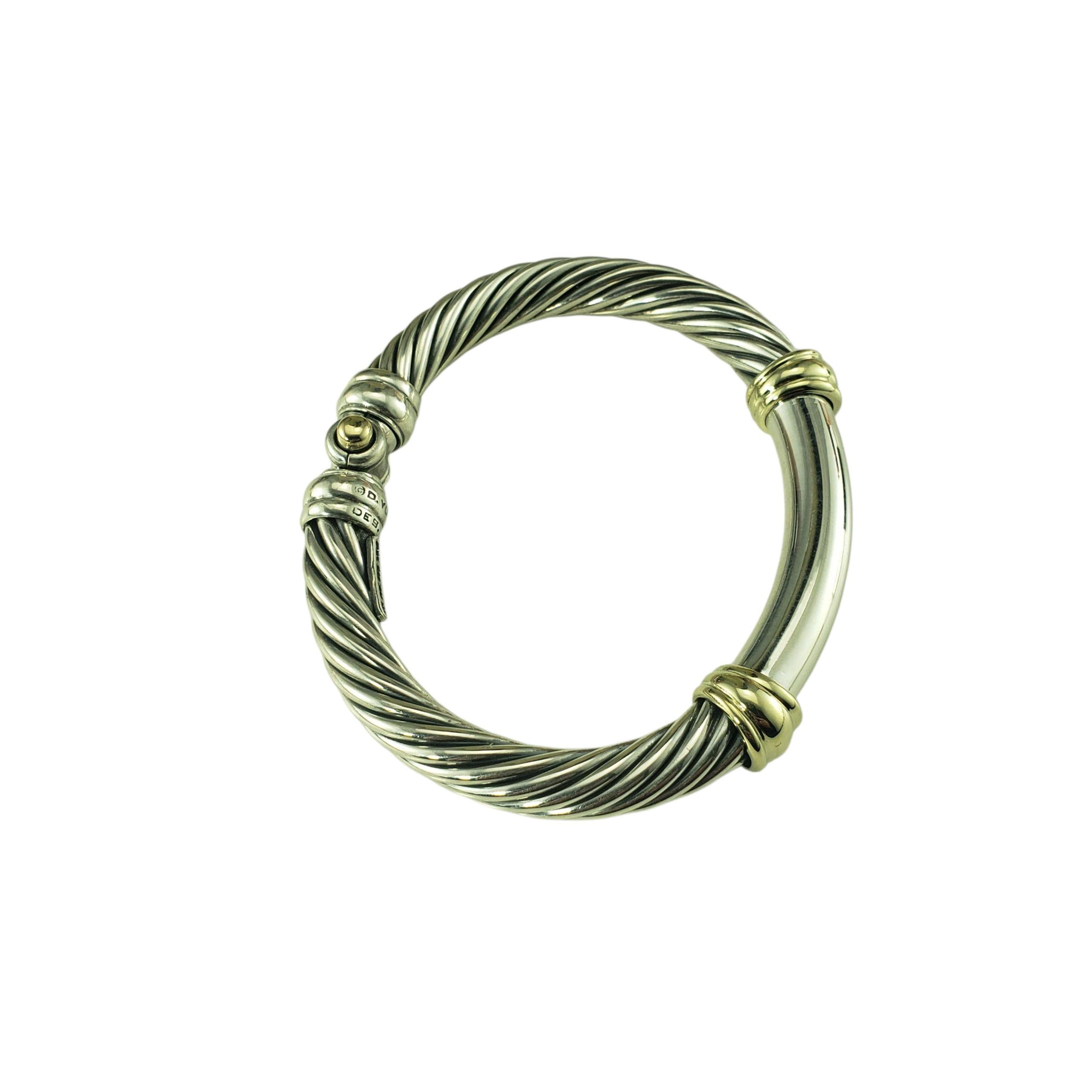 Contemporaneo David Yurman Bracciale a Cavo in Argento e Oro Giallo 14K #23258 in vendita