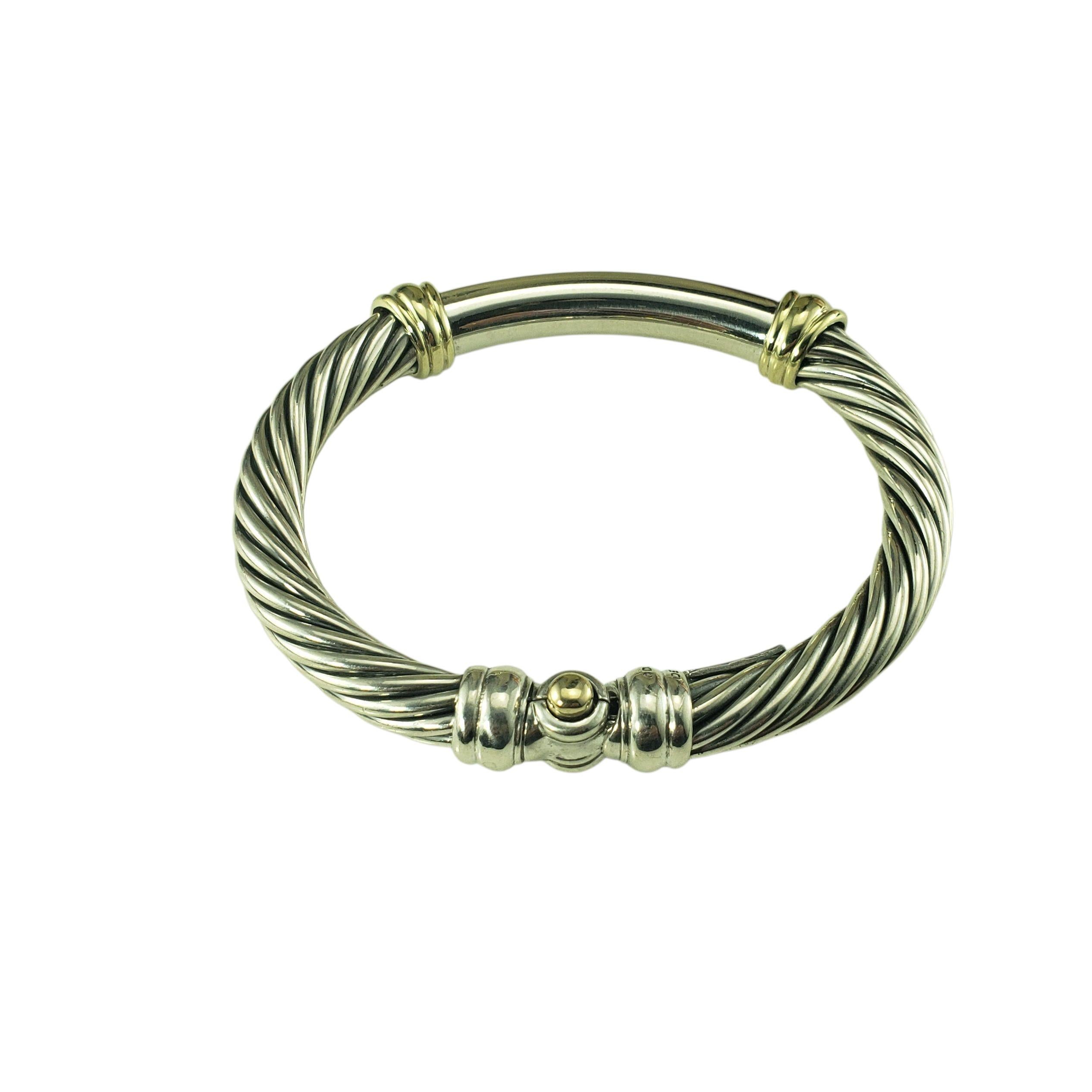 David Yurman Bracciale a Cavo in Argento e Oro Giallo 14K #23258 In condizioni buone in vendita a Washington Depot, CT