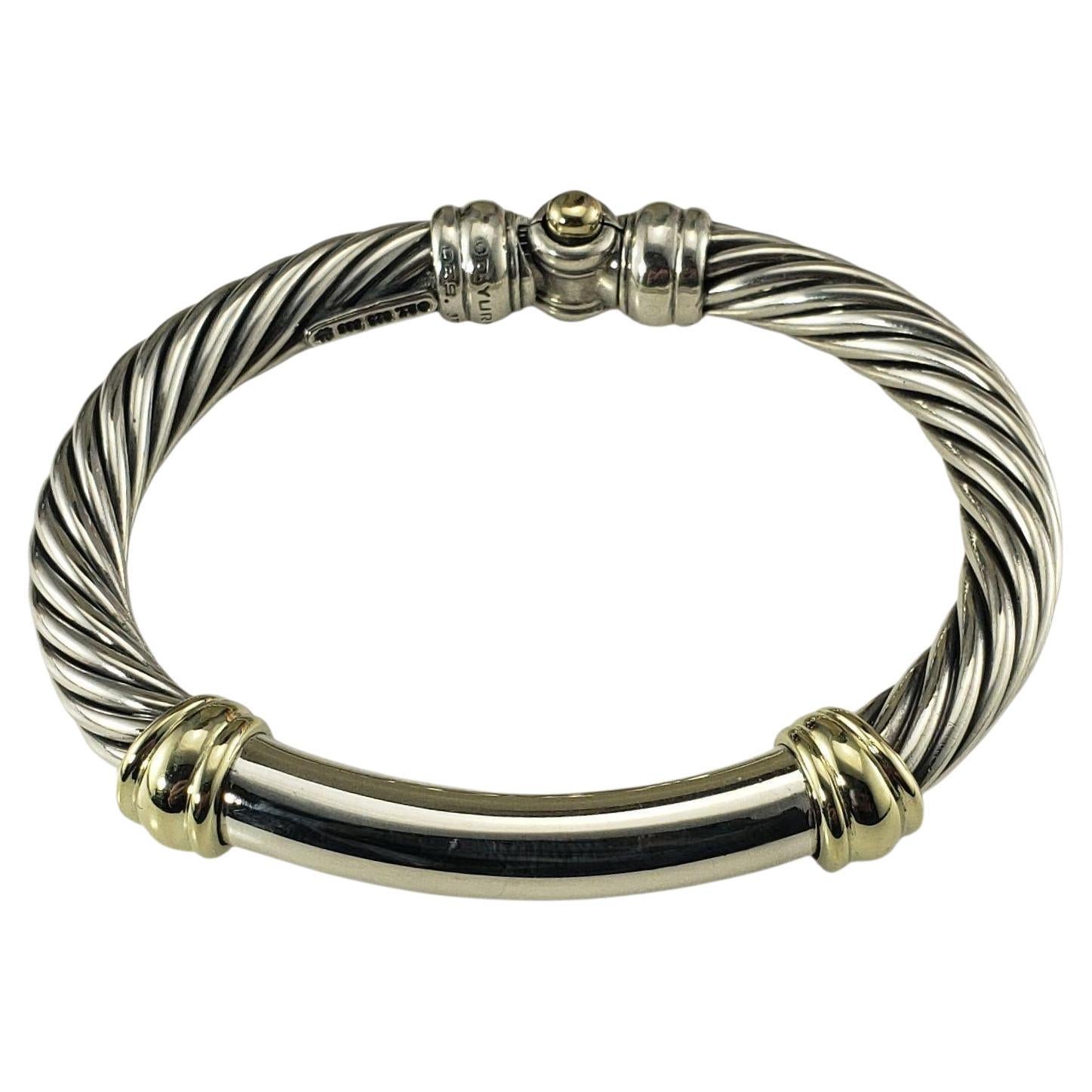 David Yurman Bracciale a Cavo in Argento e Oro Giallo 14K #23258
