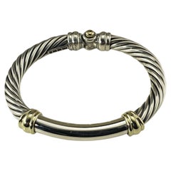 David Yurman Bracciale a Cavo in Argento e Oro Giallo 14K #23258
