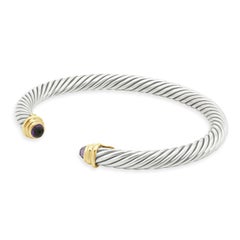 David Yurman Bracciale classico a cavo in argento e oro giallo 14k
