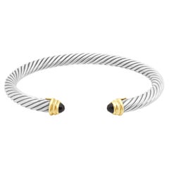 David Yurman Bracciale classico a cavo in argento e oro giallo 14k