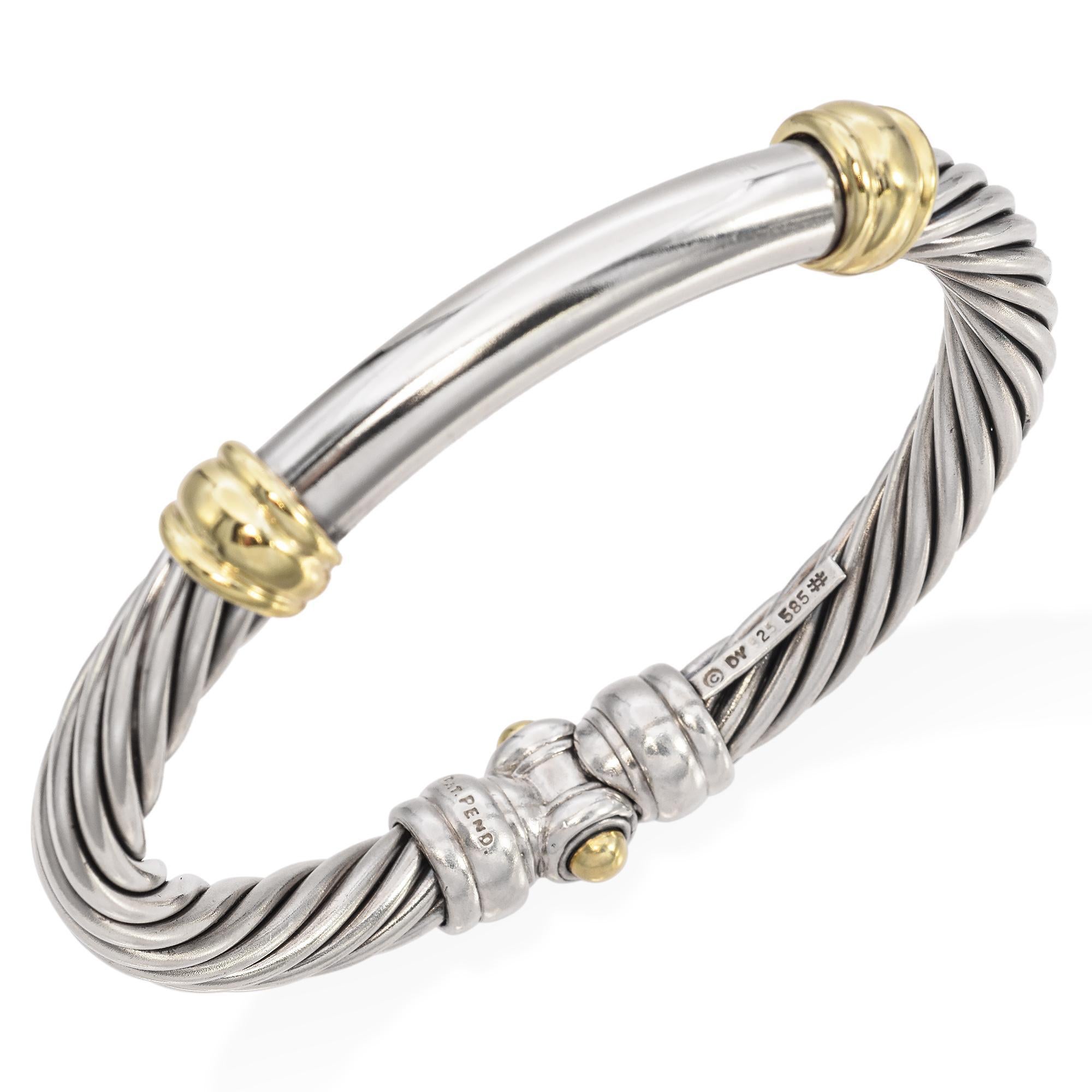 Weight: 55 Grams 
Bracelet Size: 6.5 inches 
Hallmark: DY 925 585