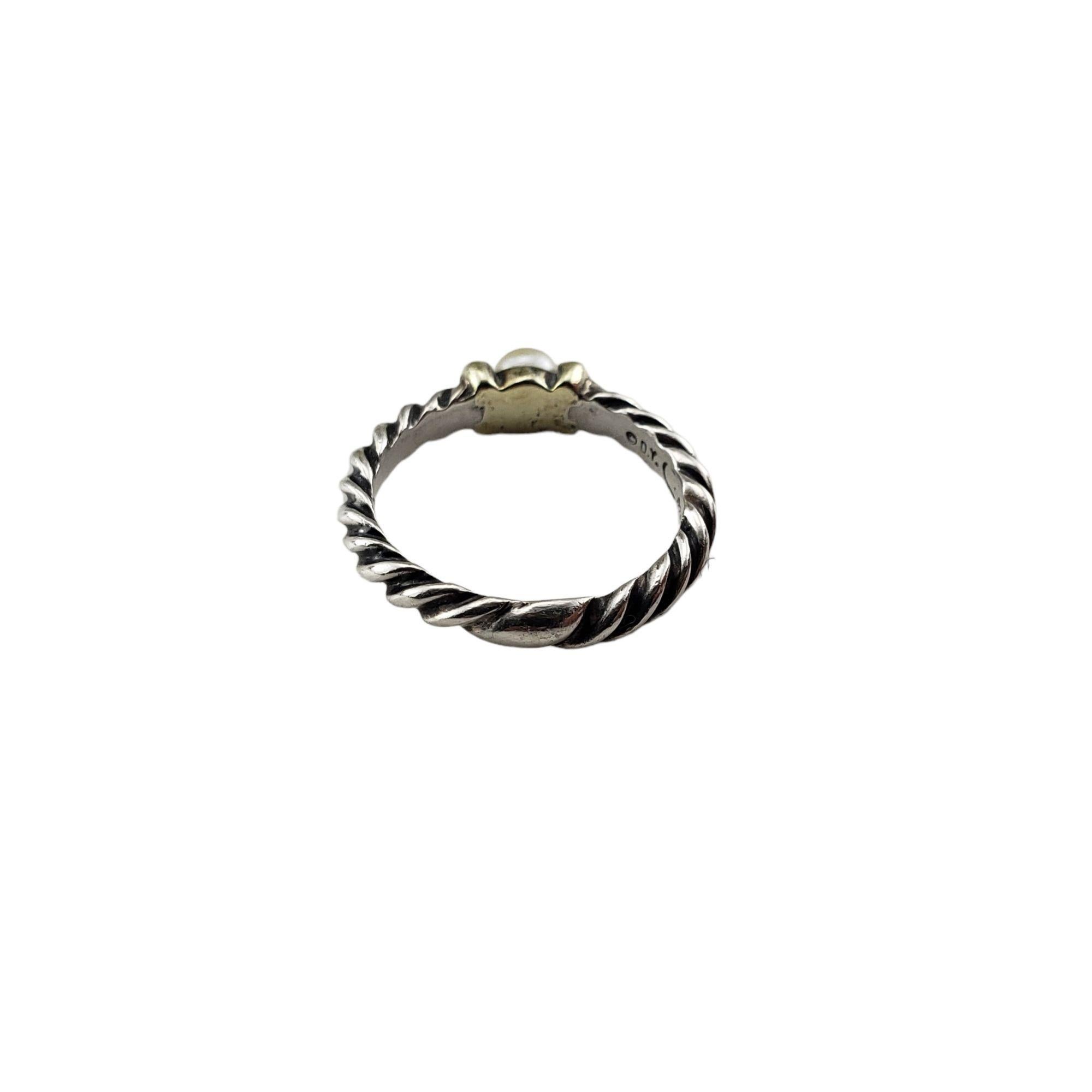 David Yurman Sterling Silver and 14K Yellow Gold Pearl Ring Size #15124 In Good Condition In Washington Depot, CT