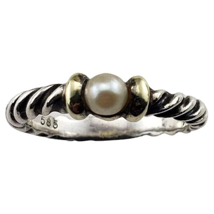 David Yurman Sterling Silver and 14K Yellow Gold Pearl Ring Size #15124