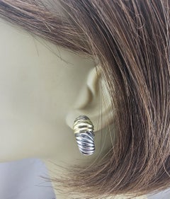 David Yurman Sterling Silver and 14K Yellow Gold Thoroughbred Earrings #24731