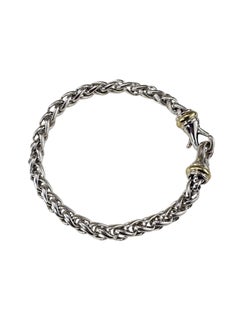 David Yurman Sterling Silver and 14K Yellow Gold Wheat Chain Bracelet #25484