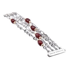 David Yurman Sterling Silver and 18 Karat Gold Carnelian Multistrand Figaro Ch